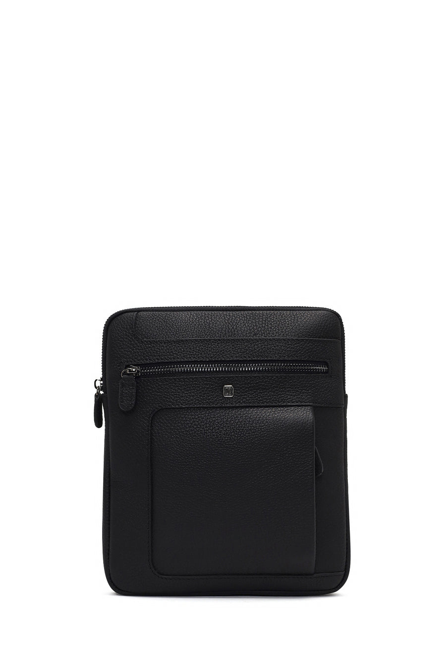Men's Black Long Strap Leather Shoulder Bag