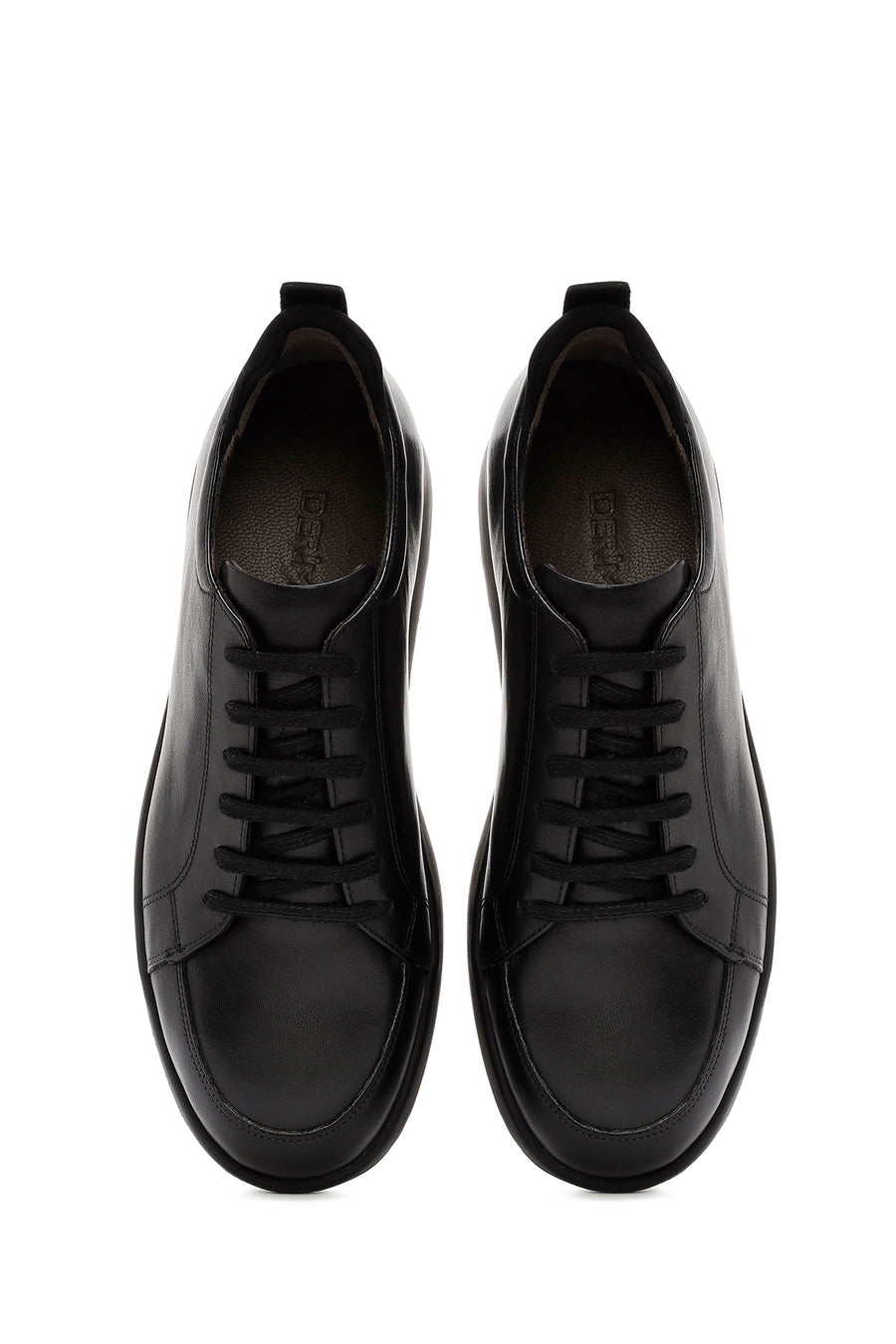 Men's Black Lace-Up Leather Sneakers