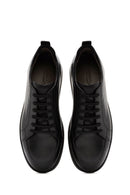 Men's Black Lace-Up Leather Sneakers | Derimod