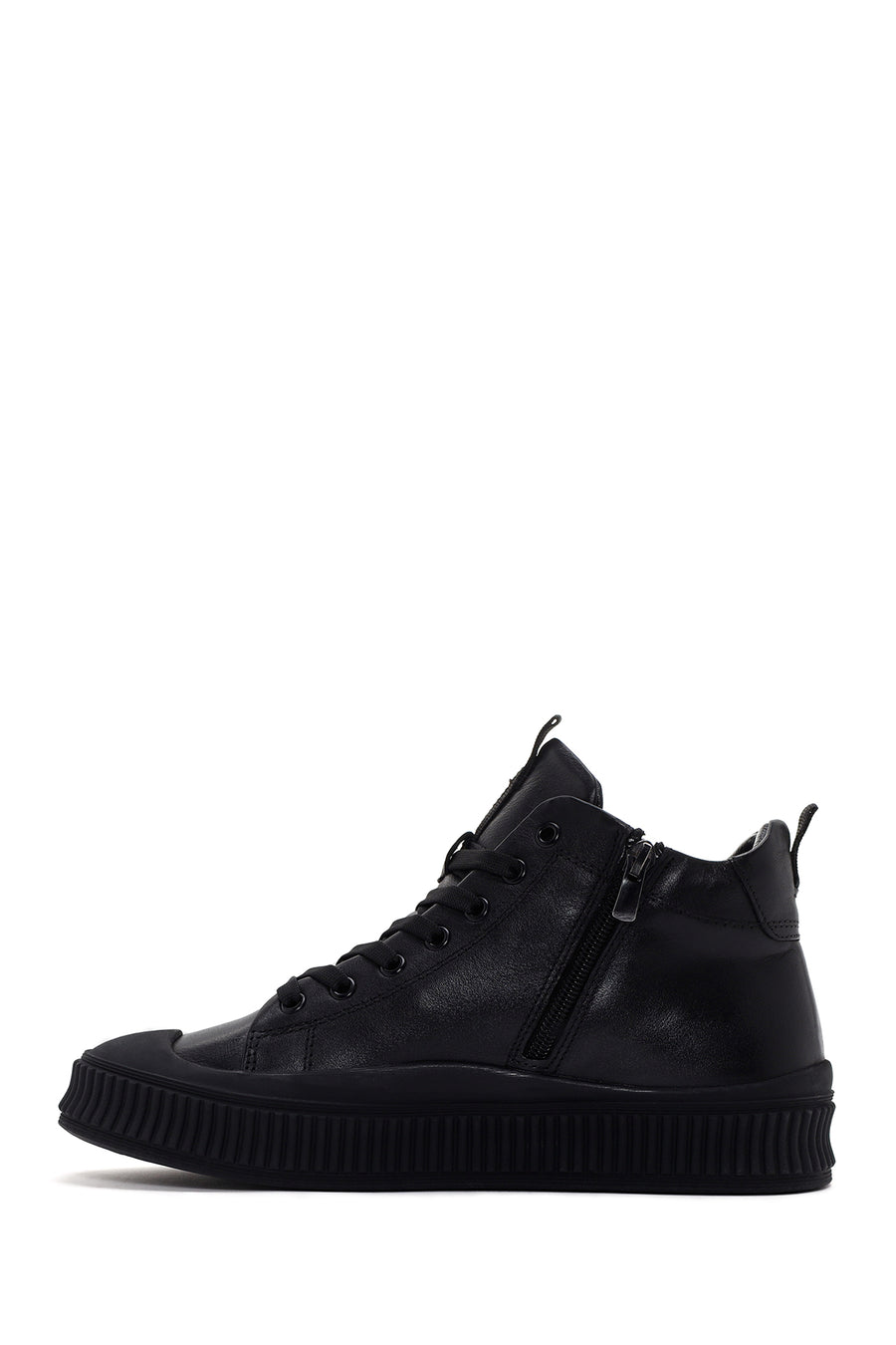 Men's Black Leather High Top Sneaker