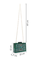 Women's Green Chain Strap Stone Mini Clutch Bag | Derimod