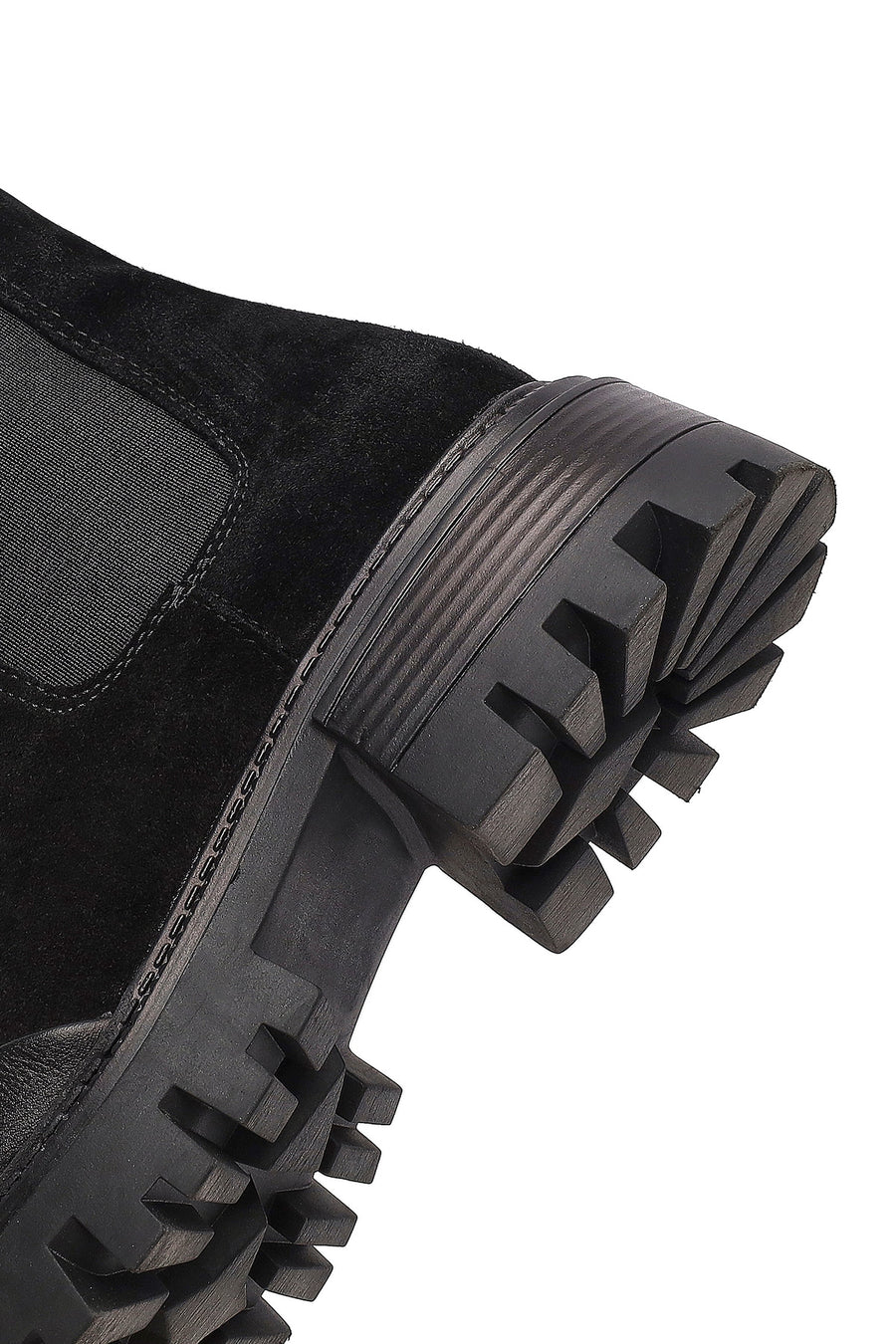 Woman Black Thick-Soled Suede Chelsea Boots