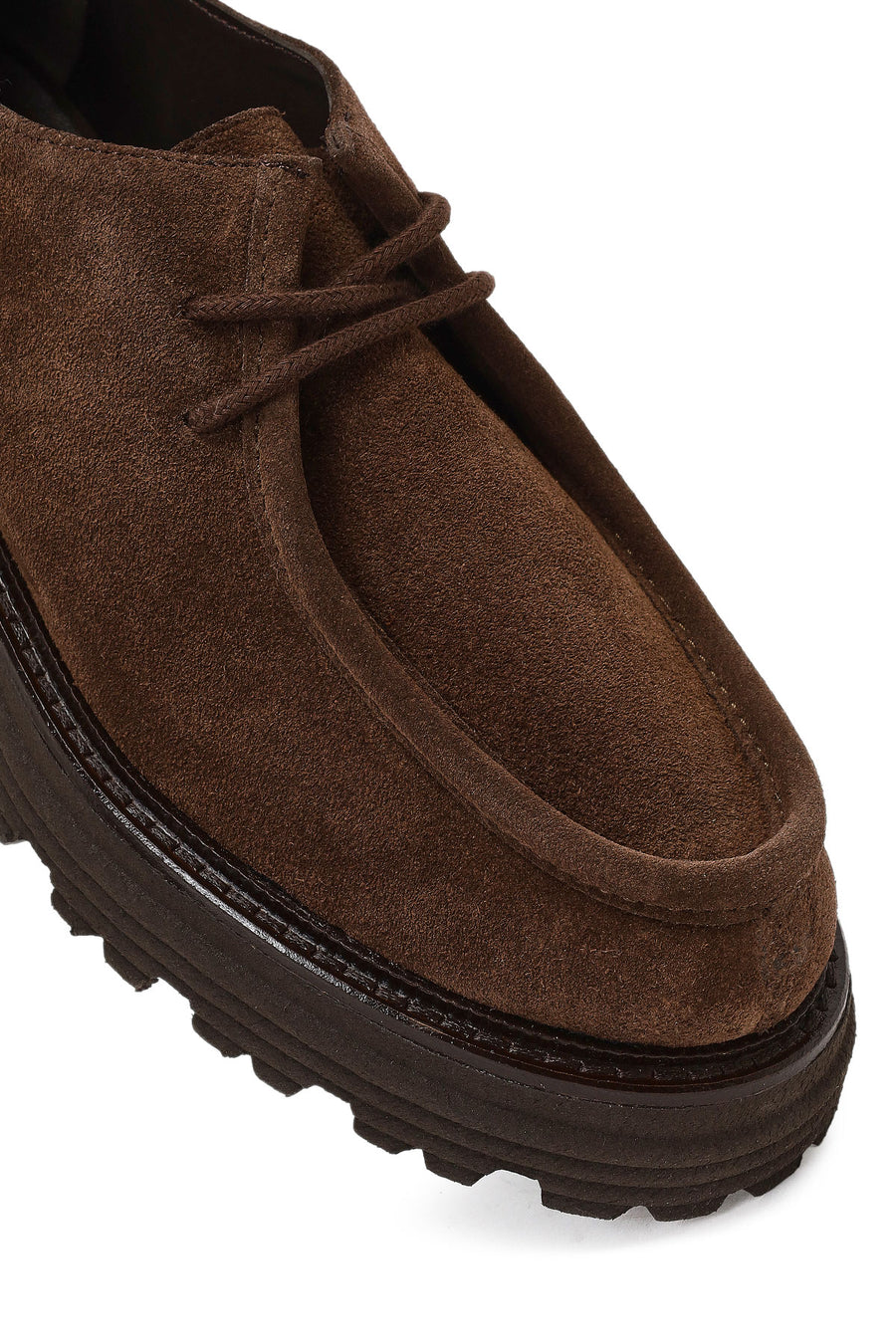 Woman Brown Lace-Up Thick-Soled Suede Masculine Shoes