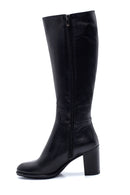 Women's Leather Zippered Heeled Boots | Derimod