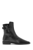 Women's Black Zippered Leather Boots | Derimod