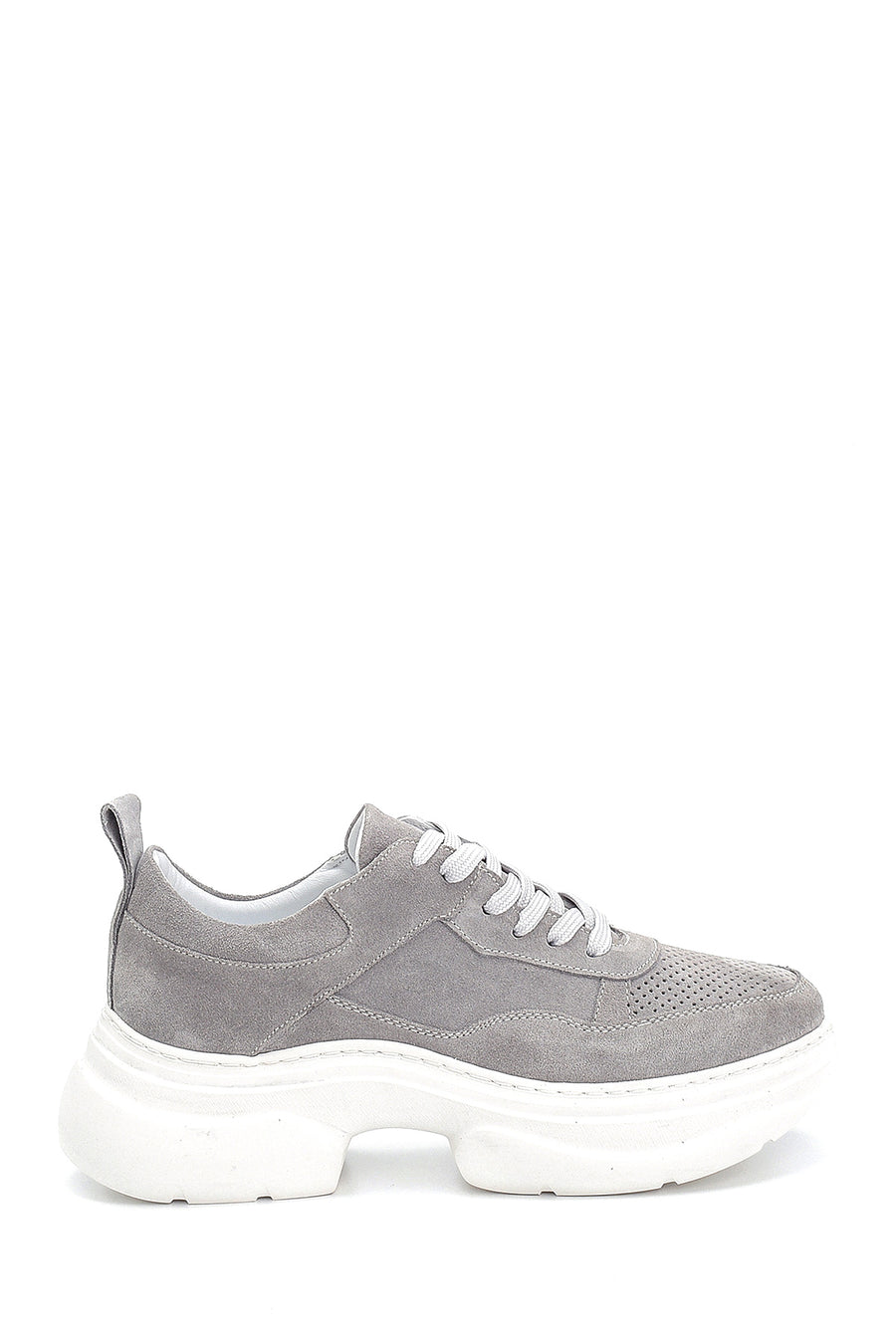 Kadın Gri Süet Deri Kalın Tabanlı Sneaker 21SFD521310 | Derimod