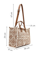 Women's Camel Long Strap Printed Fabric Handbag | Derimod