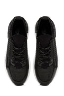 Derimod Zero Men's Black Lace-Up Thick Soled Fabric Sneaker | Derimod