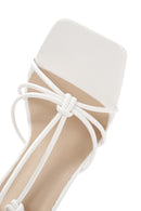 Women's White Tie-Heeled Sandals | Derimod