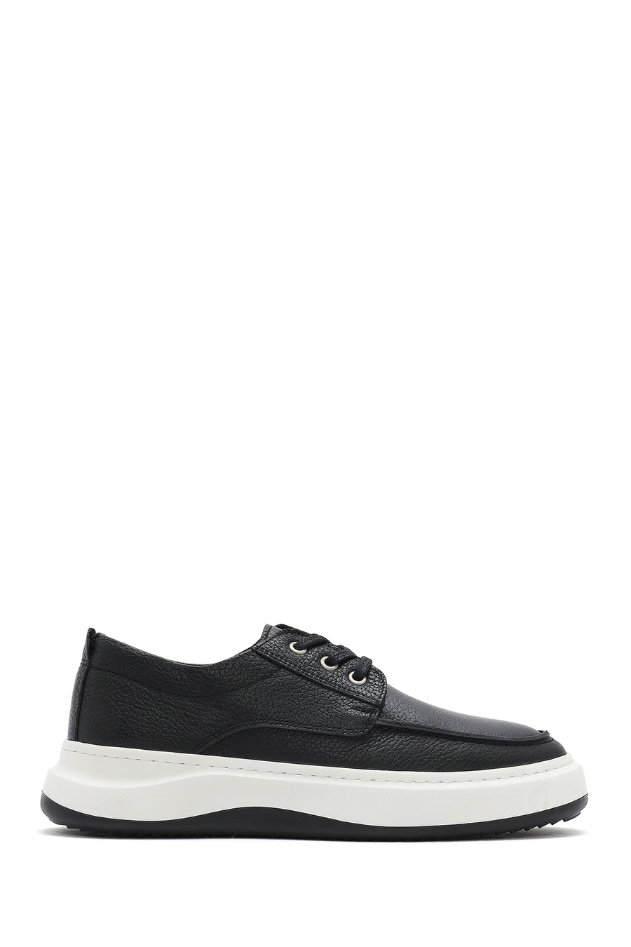 Men's Black Lace-Up Thick-Soled Leather Casual Shoes 25SFD6603FT | Derimod