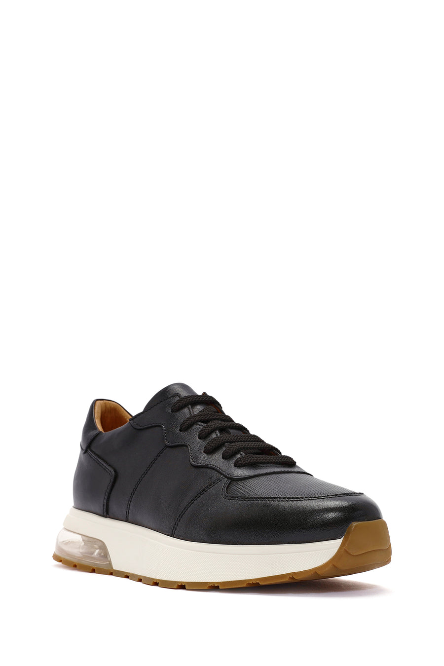 Men's Black Lace-up Leather Sneaker