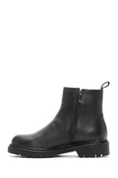 Women's Black Zippered Leather Chelsea Boots | Derimod