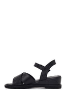 Women's Black Ankle Buckle Platform Leather Sandals | Derimod