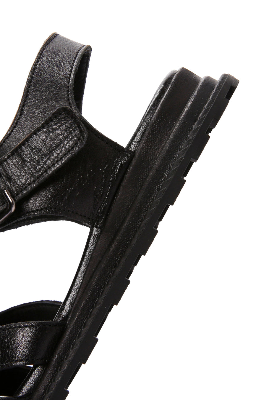 Women's Black Ankle Strap Leather Sandals