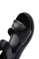 Women's Black Ankle Strap Thick-Sole Leather Sandals | Derimod