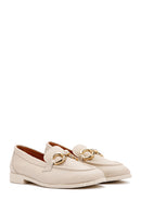 Women's Cream Leather Masculine Loafer | Derimod