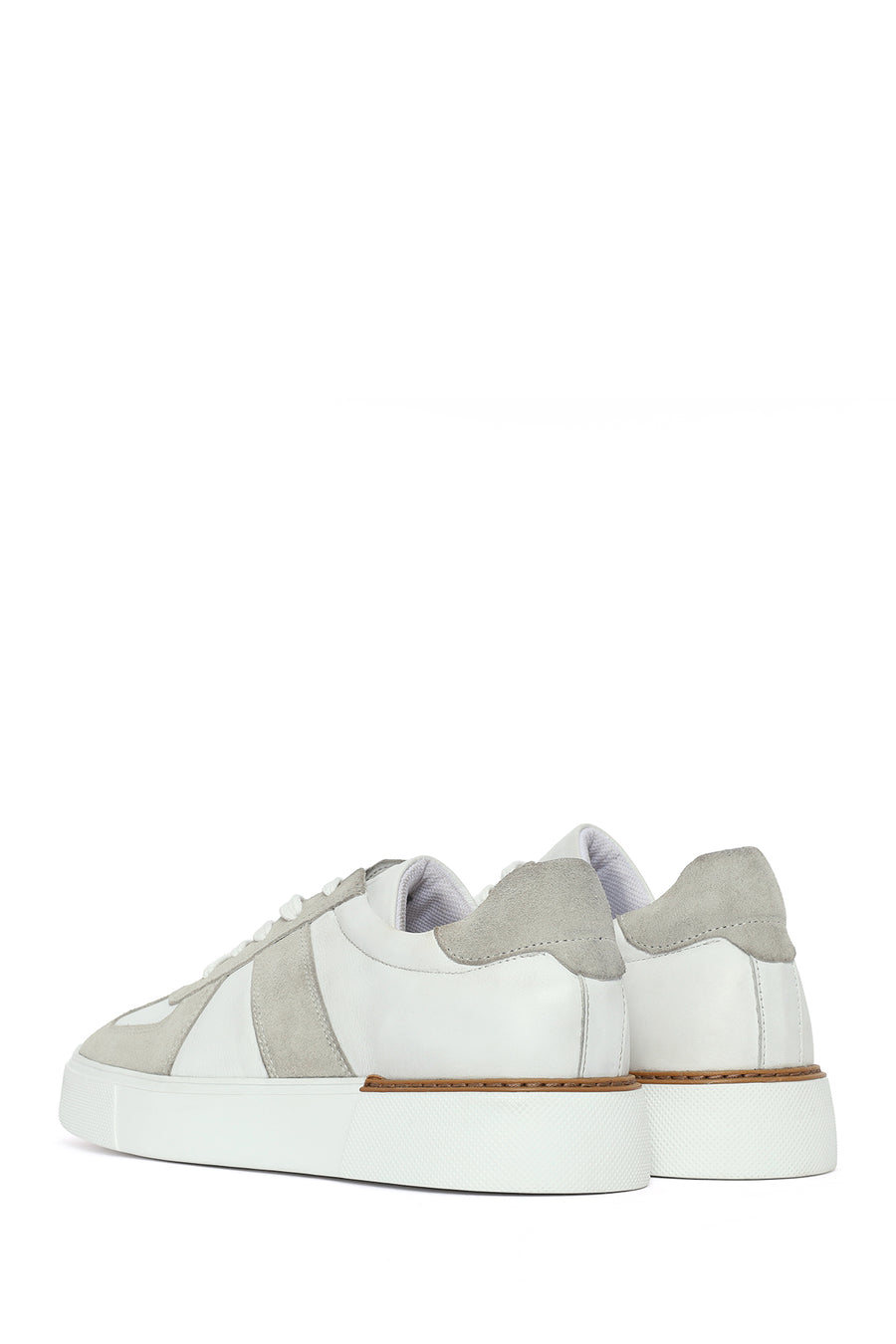 Men's White Lace-up Leather Sneaker