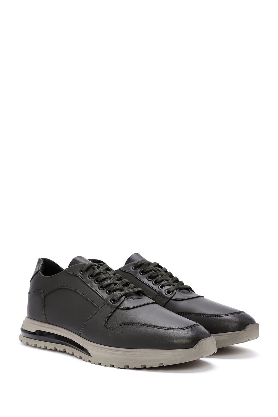 Erkek Yeşil Bağcıklı Deri Casual Sneaker