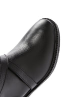 Women's Black Thick Heeled Leather Zipper Boots | Derimod