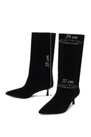 Woman Black Short Thin-Heeled Suede Short Boots | Derimod