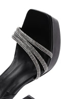 Women's Black Stone Platform Heeled Sandals | Derimod