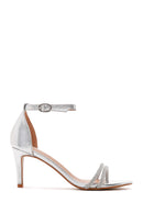 Women's Silver Stone Heeled Sandals | Derimod