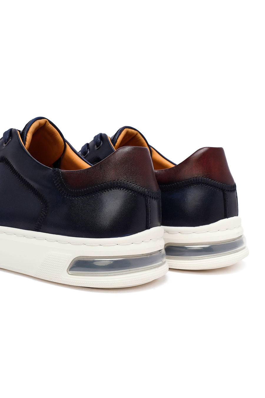 Men's Navy Blue Lace-Up Leather Sneaker