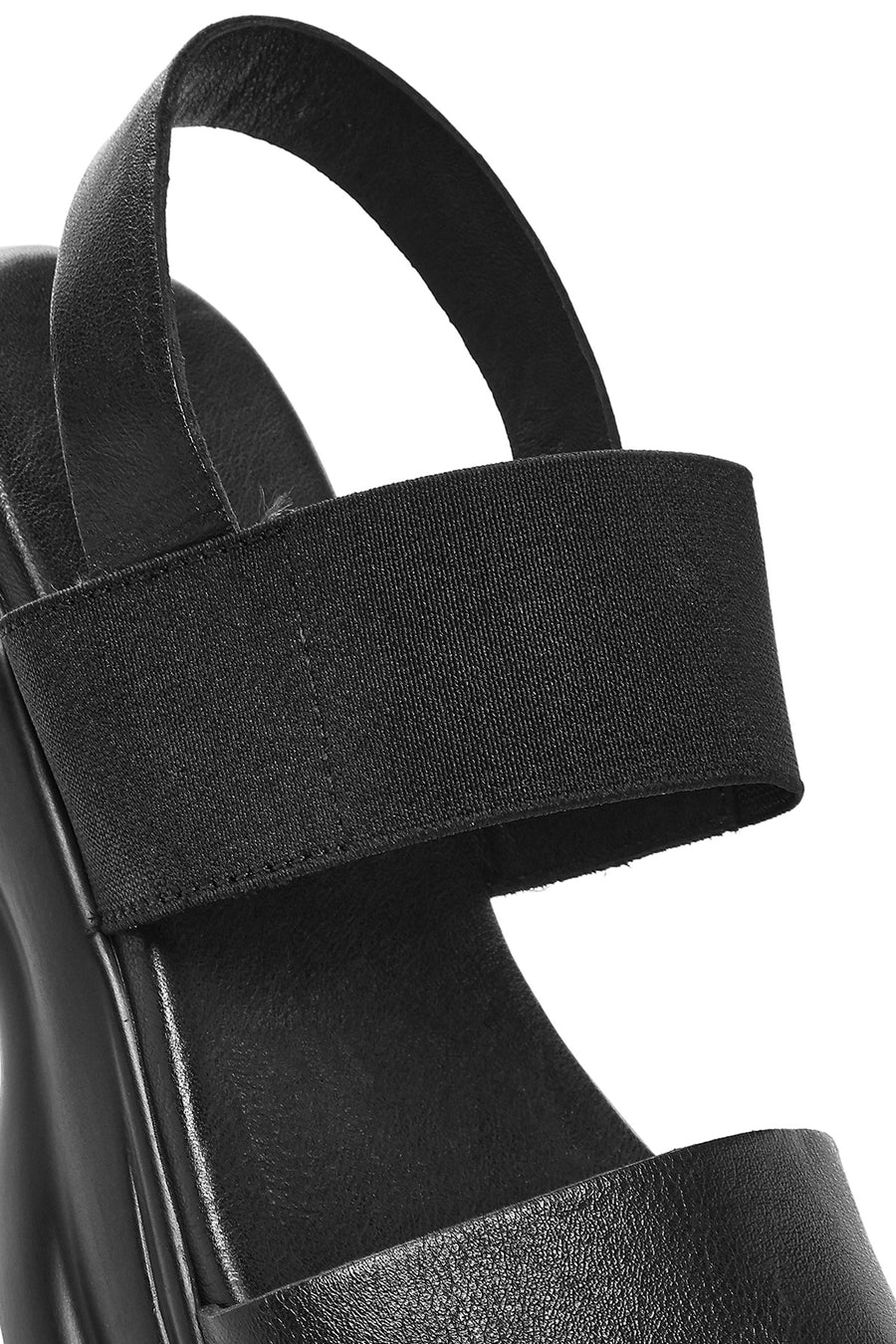 Women's Black Thick-Sole Leather Sandals