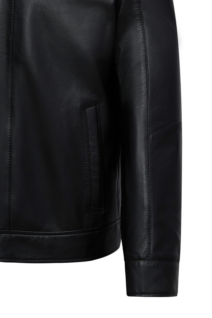 Elton Men's Black Turn-Down Collar Leather Jacket