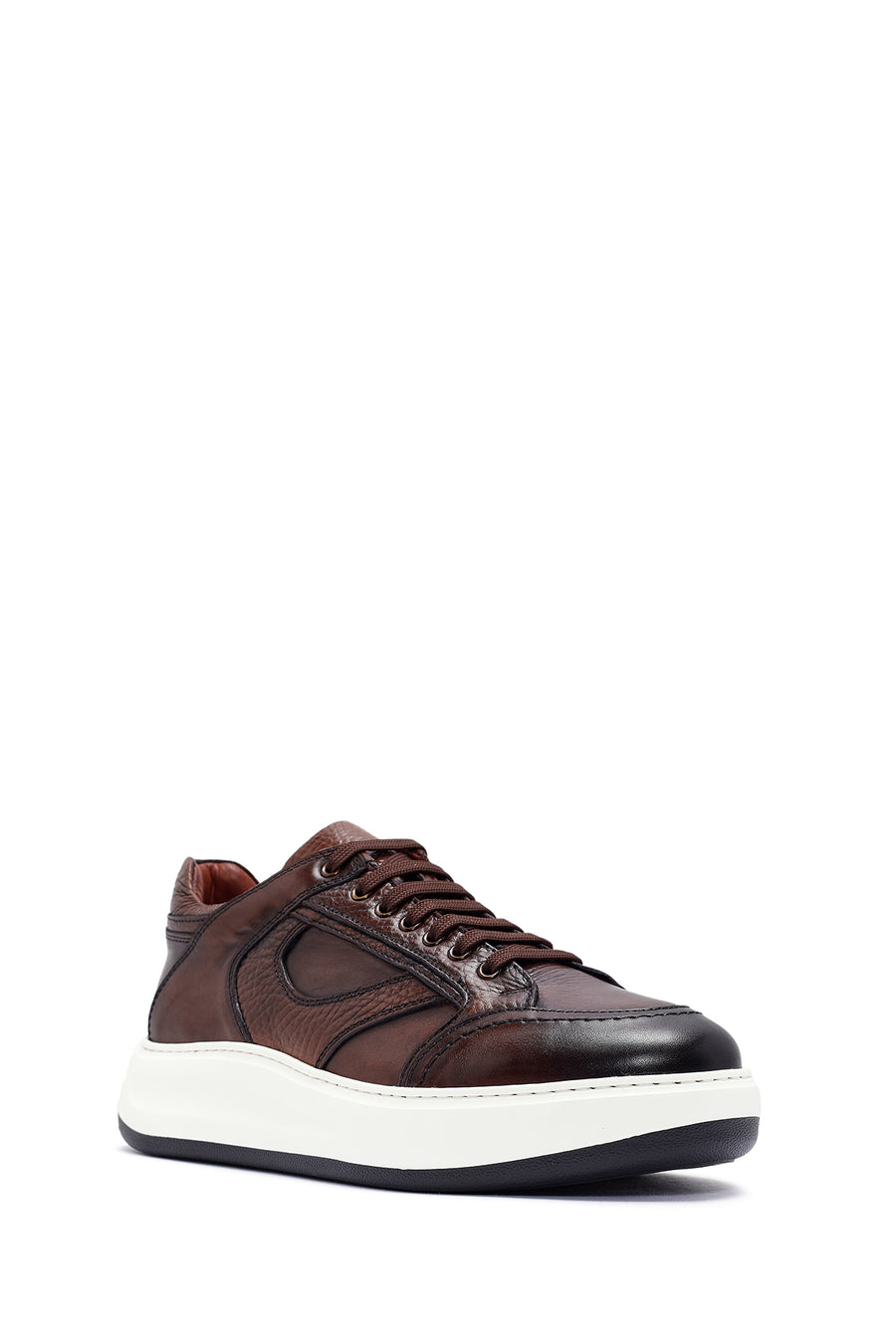 Men's Brown Lace-Up Leather Sneaker