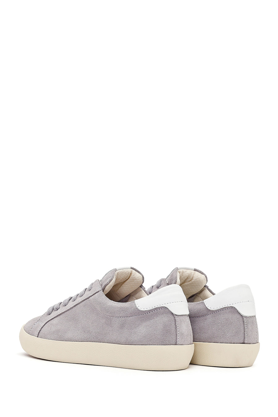 Women's Gray Lace-Up Suede Leather Sneaker