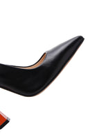 Women's Black Leather Heeled Shoes | Derimod