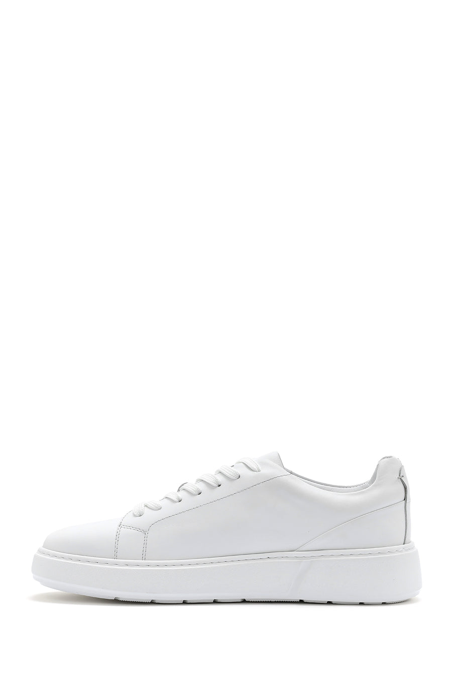 Male White Lace-Up Leather Sneaker