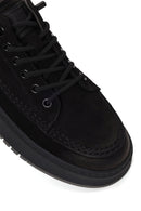 Erkek Siyah Bağcıklı Kalın Tabanlı Nubuk Deri Sneaker | Derimod