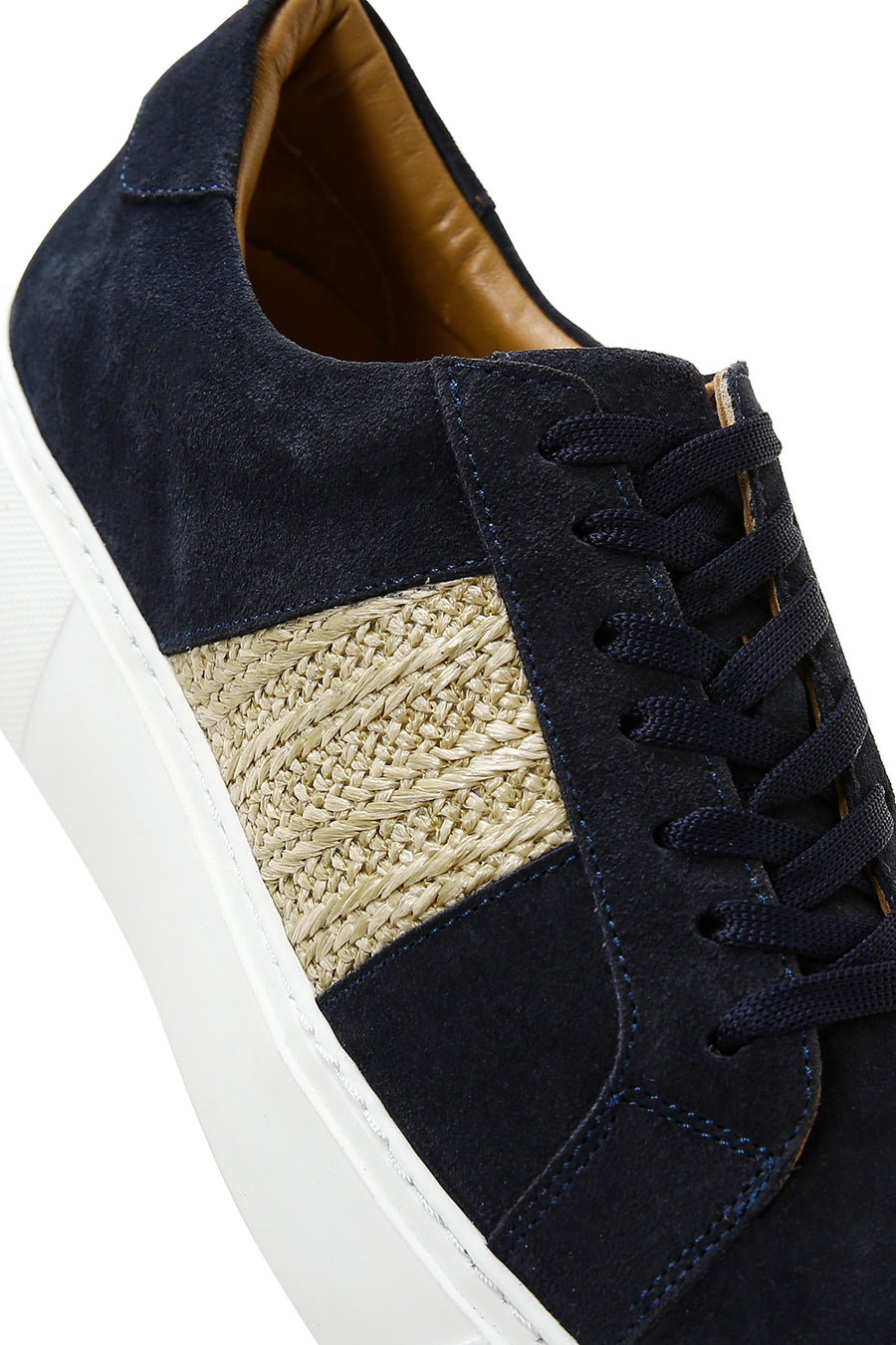 Erkek Lacivert Süet Deri Kalın Tabanlı Sneaker
