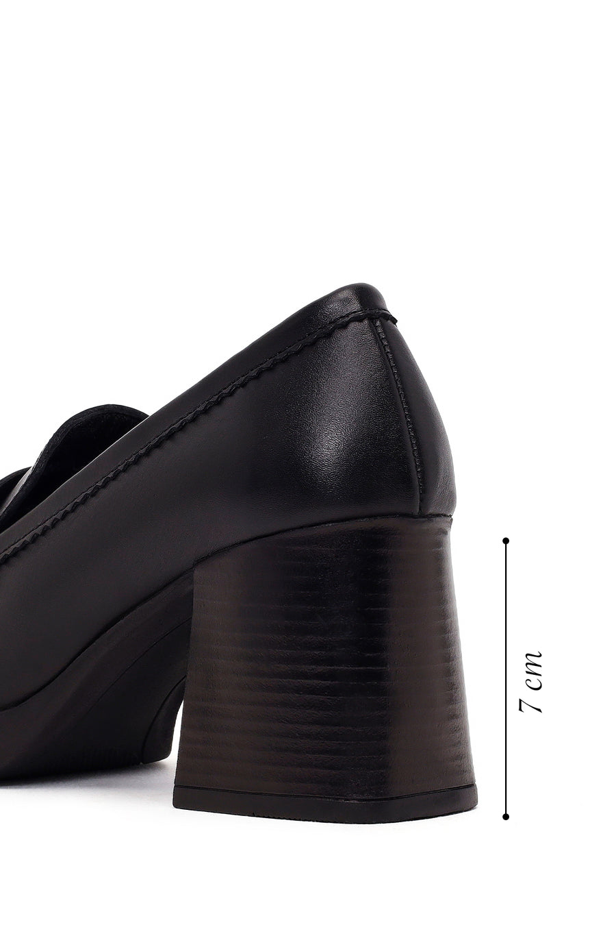 Kadın Siyah Kalın Topuklu Deri Maskülen Loafer