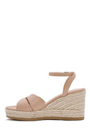 Kadın Bej Bilekten Tokalı Dolgu Topuklu Espadril Sandalet | Derimod