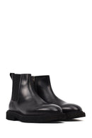 Men's Black Zippered Leather Boot | Derimod