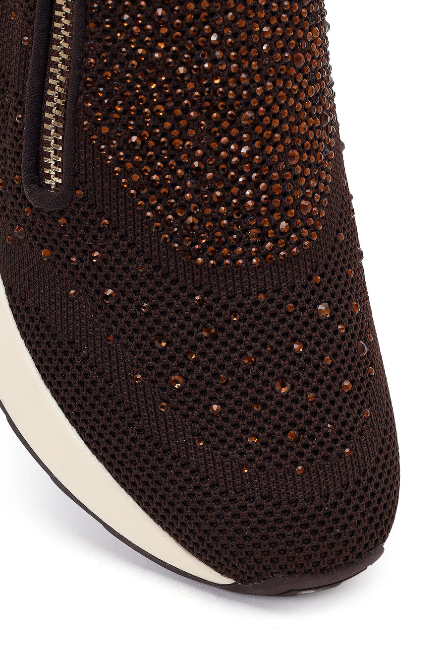 Derimod Zero Women's Brown Zippered Platform Fabric Sneaker