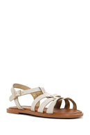 Women's Beige Ankle Strap Leather Bodrum Sandals | Derimod