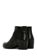 Women's Black Thick Heeled Zippered Leather Boots | Derimod