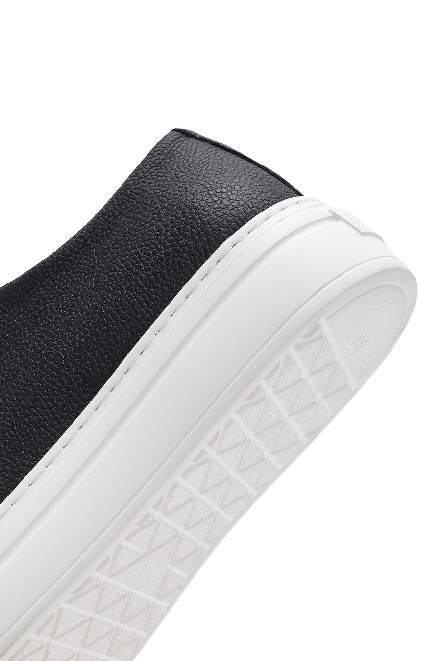Men's Black Lace-up Thick-Sole Leather Sneaker