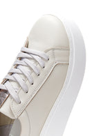 Women's Beige Leather Thick Soled Sneaker | Derimod