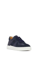 Erkek Lacivert Bağcıklı Deri Sneaker | Derimod