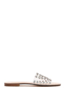 Women's White Transparent Stone Flat Slippers | Derimod