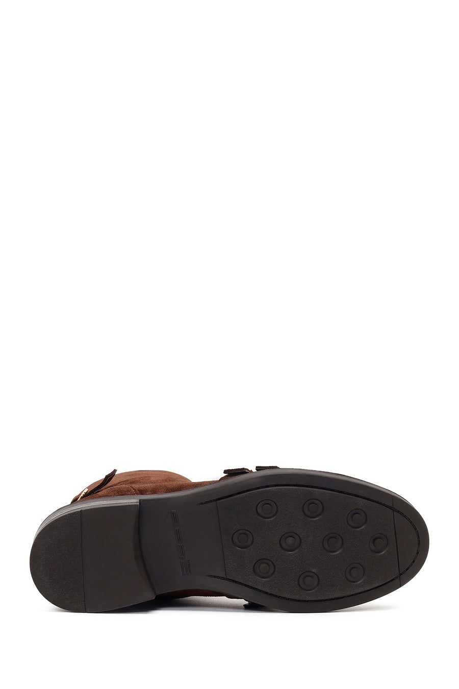 Woman Brown Buckled Suede Boots