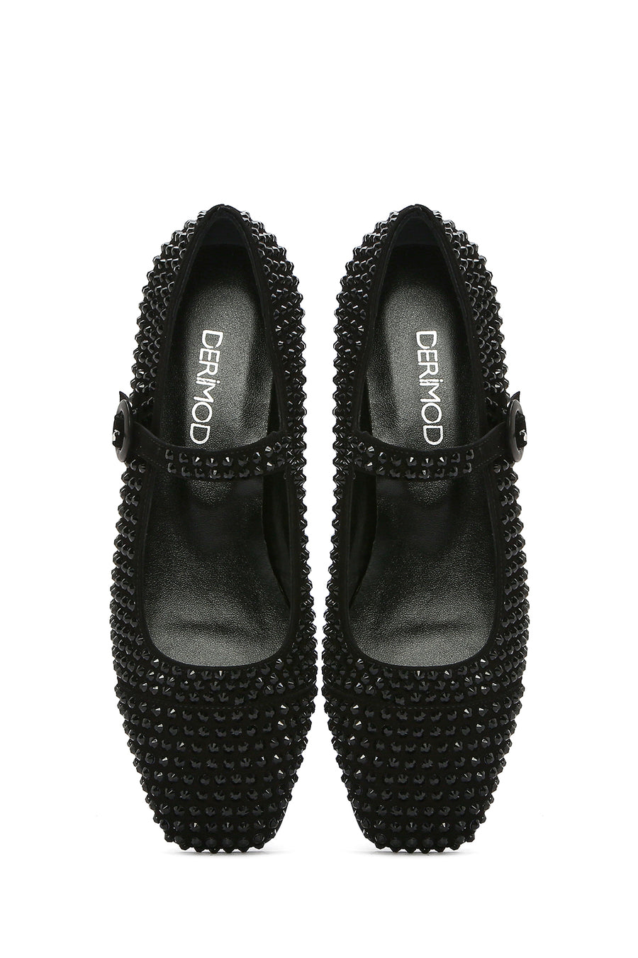 Women's Black Stone Leather Ballerinas