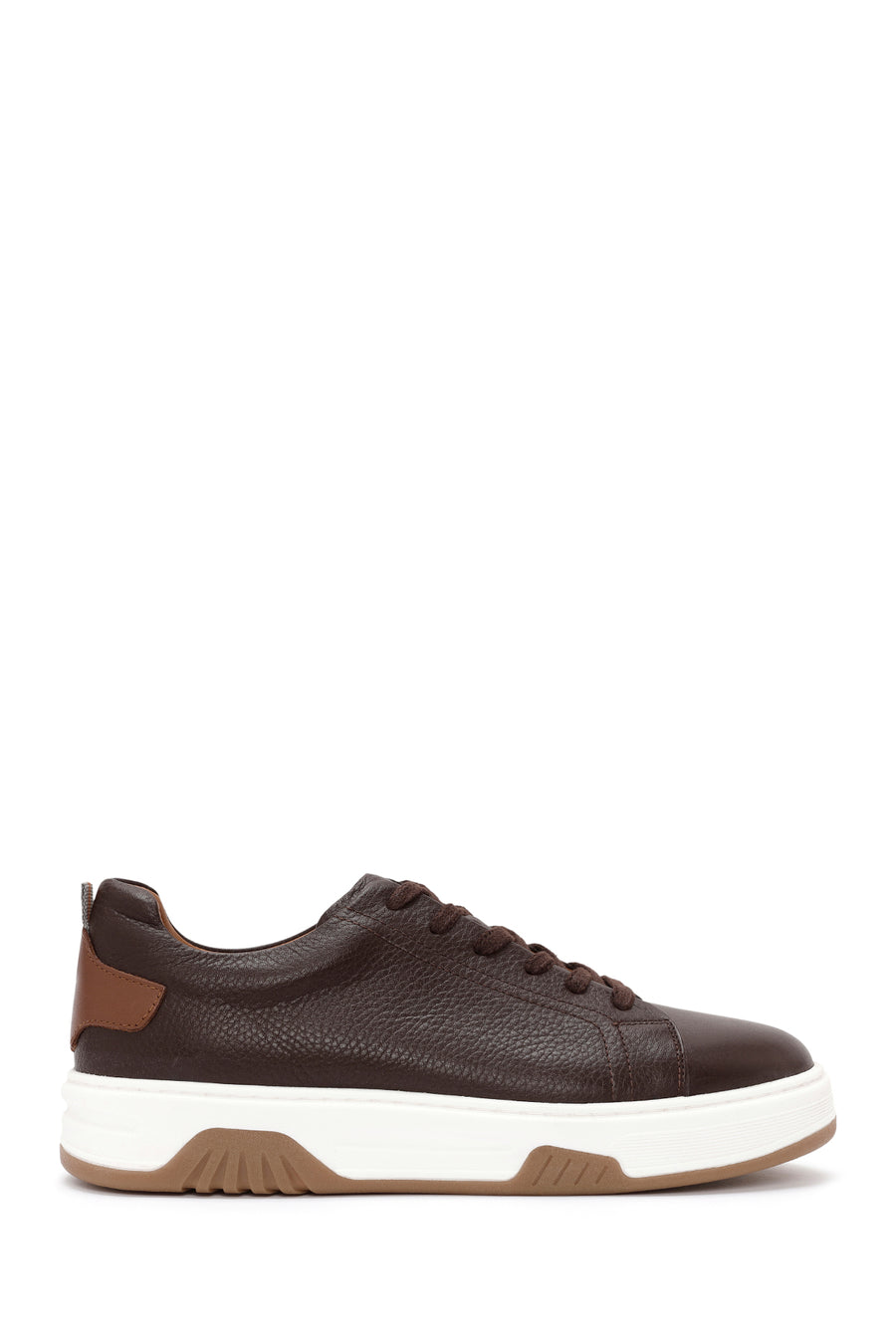 Erkek Kahverengi Bağcıklı Kalın Tabanlı Deri Sneaker WM630001DF | Derimod
