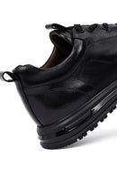 Erkek Siyah Bağcıklı Deri Casual Sneaker | Derimod