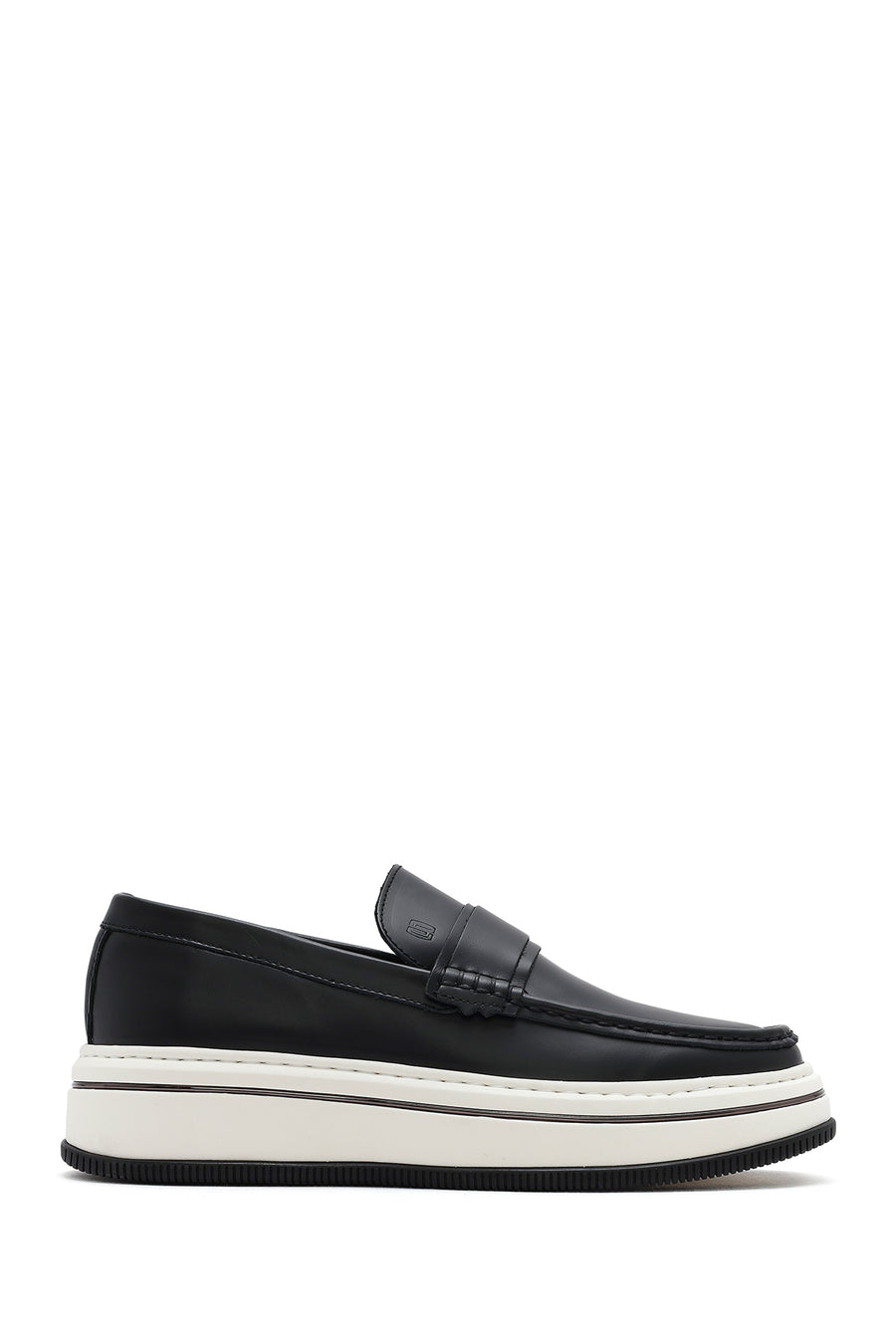 Men's Black Thick-Soled Leather Casual Loafer 25SFD650118 | Derimod